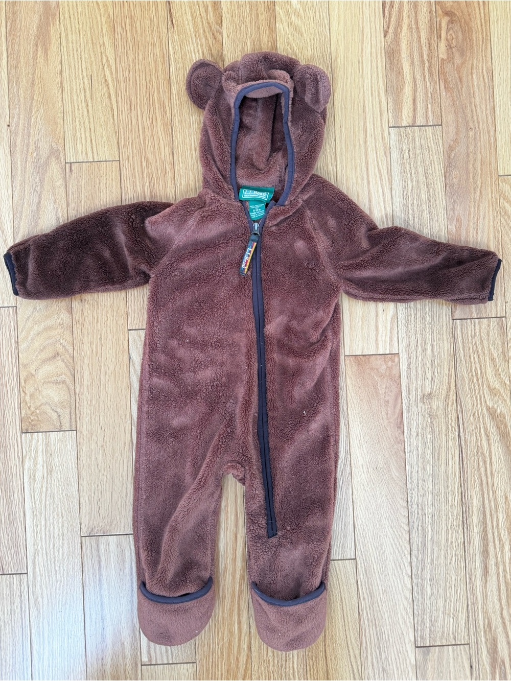 L.L. Bean Brown Plush Bear Footed One-Piece